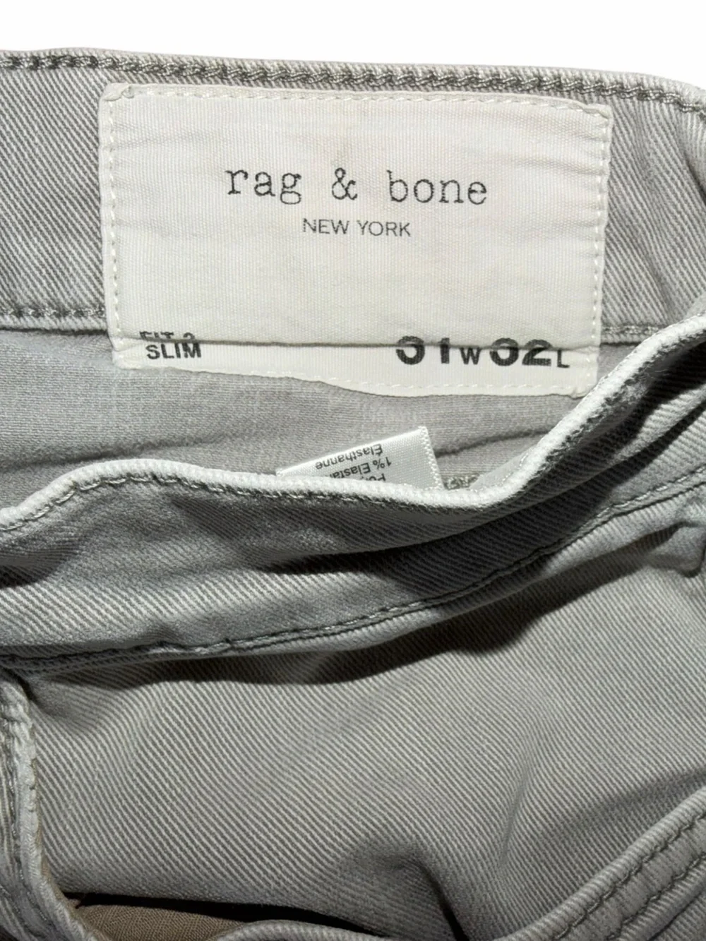 Rag & Bone Fit 2 Slim Jean Mens 31 Gray Stretch Denim Light Wash Premium Denim